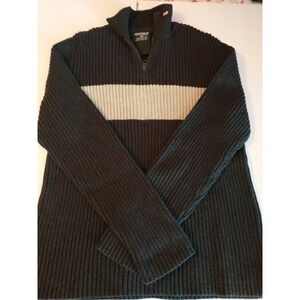 Polo Ralph Lauren Quarter Zip Sweater Charcoal Multi Color Rib Sz Lg men's